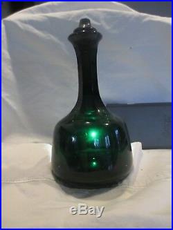 PAIR Emerald Green Glass Barber Bottles pontil blown 7.5 Lockport NY c1880s