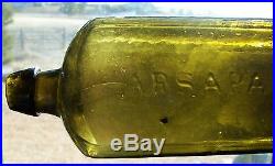 PONTIL OLIVE GREEN With CITRON DR. TOWNSENDS SARSAPARILLA ALBANY NEW YORK BOTTLE