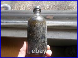 PONTILED 1850s DUG CLARKE & CO NEW YORK OLIVE GREEN PINT MINERAL WATER BOTTLE
