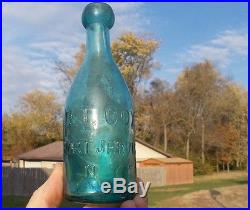 Port Jervis N. Y. Honesdale Glassworks Iron Pontil Blue Green Squat Soda Bottle