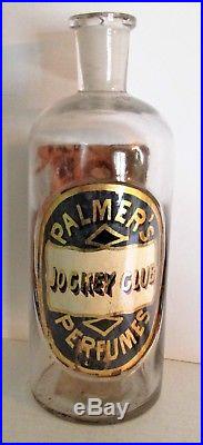 Palmer's Jockey Club Perfumes Bottle w Reverse Glass Label Rochester NY