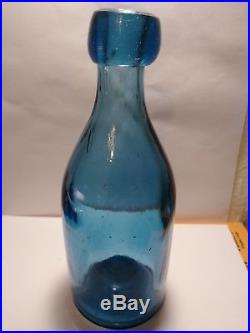 Parker NY Dark Sapphire Cobalt BLUE Iron Pontil Soda Bottle