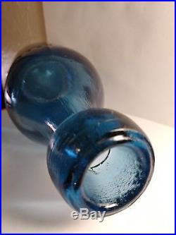Parker NY Dark Sapphire Cobalt BLUE Iron Pontil Soda Bottle