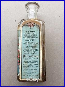 Parto Glory Nerve Tonic Labeled Bottle & Tin Container New York NY RARE Cure