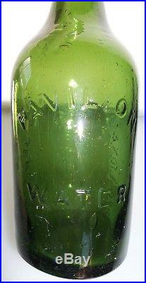 Pavilion & United States Spring Co. Bottle from Saratoga, NY in Olive Green