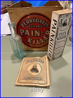 Perry Davis pain Killer bottle advertising lot box labeled medicine