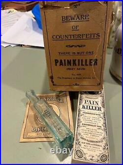 Perry Davis pain Killer bottle advertising lot box labeled medicine