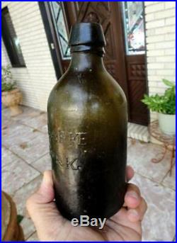 Pontil LYNCH & CLARKE OLIVE GREEN Mineral Water BOTTLE NEW YORK early 1800s