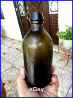 Pontil LYNCH & CLARKE OLIVE GREEN Mineral Water BOTTLE NEW YORK early 1800s