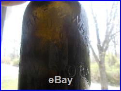 Pontiled Clarke & White New York Olive Green Quart Saratoga Mineral Water Bottle