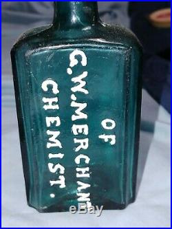 Pontiled G. W. Merchant, Chemist, Lockport, NY Medicine Bottle