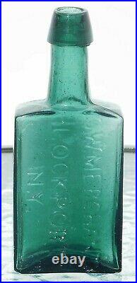 Pre 1900's Open Pontil Medicine Bottle G. W. Merchant Lockport, N. Y. Dark Teal