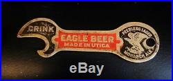 Pre Prohibition Eagle Beer Brewing Painted Brass Metal Bottle Opener Utica Ny