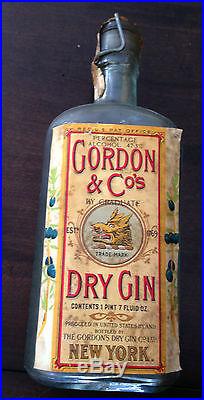 Pre-Prohibition Rare Antique Gordon's Dry Gin bottle New York Label