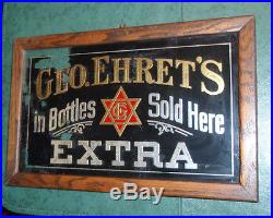 Pre pro small glass sign GEO EHRETS EXTRA Beer in bottles New York City as found