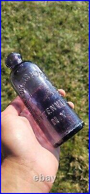 Pretty Old Purple New York Hutchinson? 1890's Ottenville NY Amethyst Soda Bottle