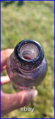 Pretty Old Purple New York Hutchinson? 1890's Ottenville NY Amethyst Soda Bottle