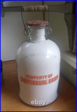 Property Of Graffenburg Dairy Scarce One Gallon Glass Milk Jug With Handle