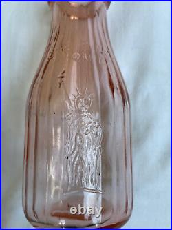 Property Of Liberty Milk Co Inc Buffalo NY Milk Bottle Pint Pink, Blue, Clear