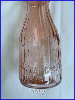 Property Of Liberty Milk Co Inc Buffalo NY Milk Bottle Pint Pink, Blue, Clear