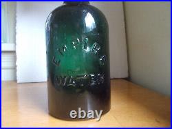 QUART EMPIRE WATER CONGRESS & EMPIRE SPRING SARATOGA, NY TEAL GREEN BOTTLE 1870s