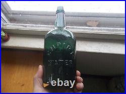 QUART EMPIRE WATER CONGRESS & EMPIRE SPRING SARATOGA, NY TEAL GREEN BOTTLE 1870s