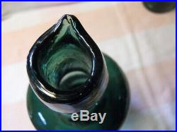 Quart Open Pontil David's & Black New York Green Master Ink Bottle Pour Spout