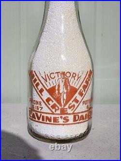 Quart Pyro WWll Era Lavines Farm Dairy Potsdam NY New York Milk Bottle