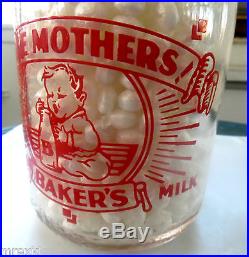 R. J. Baker Dairy Quart Milk Bottle Friendship N. Y. New York Baby with Bottle