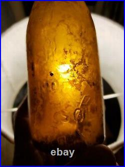 RARE 1800s Auburn NY Ale Bottle FANNINGS LAGER Waldsohlosschen IRIDESCENT PATINA