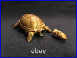 RARE 1880s Antique A. Goetting & Co. Metal Turtle Perfume Bottle New York