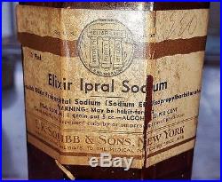 Rare 1920's E. R. Squibb & Sons Ipral (probarbital Sodium) Elixir Bottle, New York