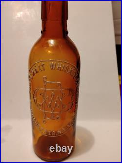 RARE Amber 5 3/4 MINI DUFFY MALT WHISKEY BOTTLE, SAMPLE BOTTLE ROCHESTER NY