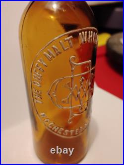 RARE Amber 5 3/4 MINI DUFFY MALT WHISKEY BOTTLE, SAMPLE BOTTLE ROCHESTER NY