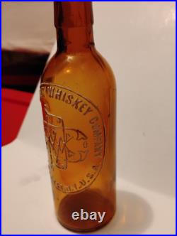 RARE Amber 5 3/4 MINI DUFFY MALT WHISKEY BOTTLE, SAMPLE BOTTLE ROCHESTER NY