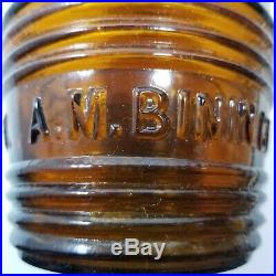 RARE Antique Amber Bourbon Bottle 1849 Old Kentucky Reserve AM Bininger Co NY