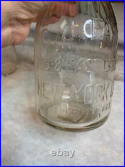 RARE Antique C J Fayen Dairy Milk Bottles NEW YORK CITY! 796-8 East 133rd St
