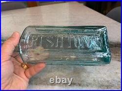 RARE Aqua Panel Applied Top Rushton's Cod Liver Oil New York Medicine Bottle