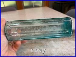 RARE Aqua Panel Applied Top Rushton's Cod Liver Oil New York Medicine Bottle