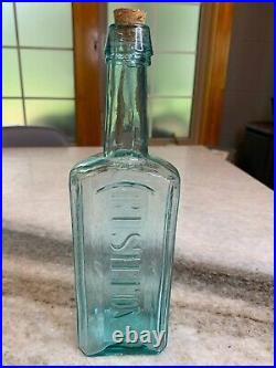 RARE Aqua Panel Applied Top Rushton's Cod Liver Oil New York Medicine Bottle