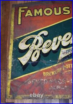 RARE BEVERWYCK BEER Bottle Tin ALBANY NY 27 1/2 x 19 1/2 Advertising SIGN