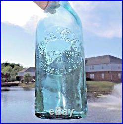 Rare Blue Straight Side Coca Cola 1 Pint Bottle Rochester, N. Y A L Anderson
