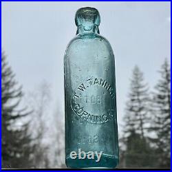 RARE Hutchinson T. W. Tanner Corning, NY Aqua Hutch Bottle