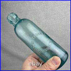 RARE Hutchinson T. W. Tanner Corning, NY Aqua Hutch Bottle