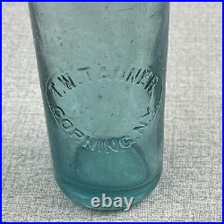 RARE Hutchinson T. W. Tanner Corning, NY Aqua Hutch Bottle