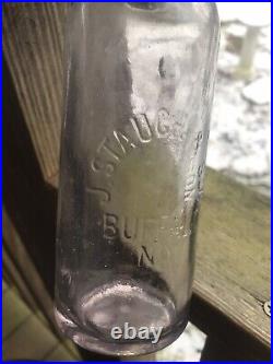 RARE J. Stauch & Son Beer Bottle Violet Light Purple Stopper Buffalo NY