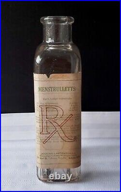 RARE Jenkins Laboratories Menstrullets Bottle Quack Menstrual Medicine Auburn NY