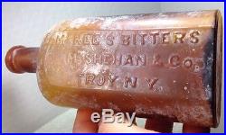 RARE LOCAL BITTERS ANTIQUE BOTTLE 3-5 known Mckees Bitters M Shehan & Co Troy NY