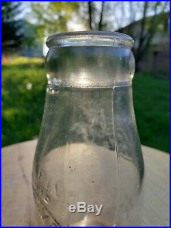 RARE Milk Bottle Elmira NY Quarry Farm Dairy Early Tin Top Half Pint Wash/Return