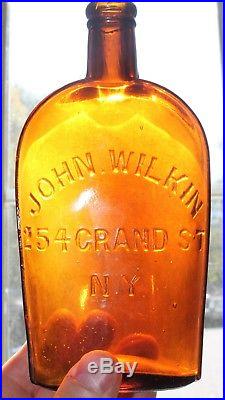 RARE Private mold strap sided pint JOHN WILKIN 254 GRAND ST NY Fine condition
